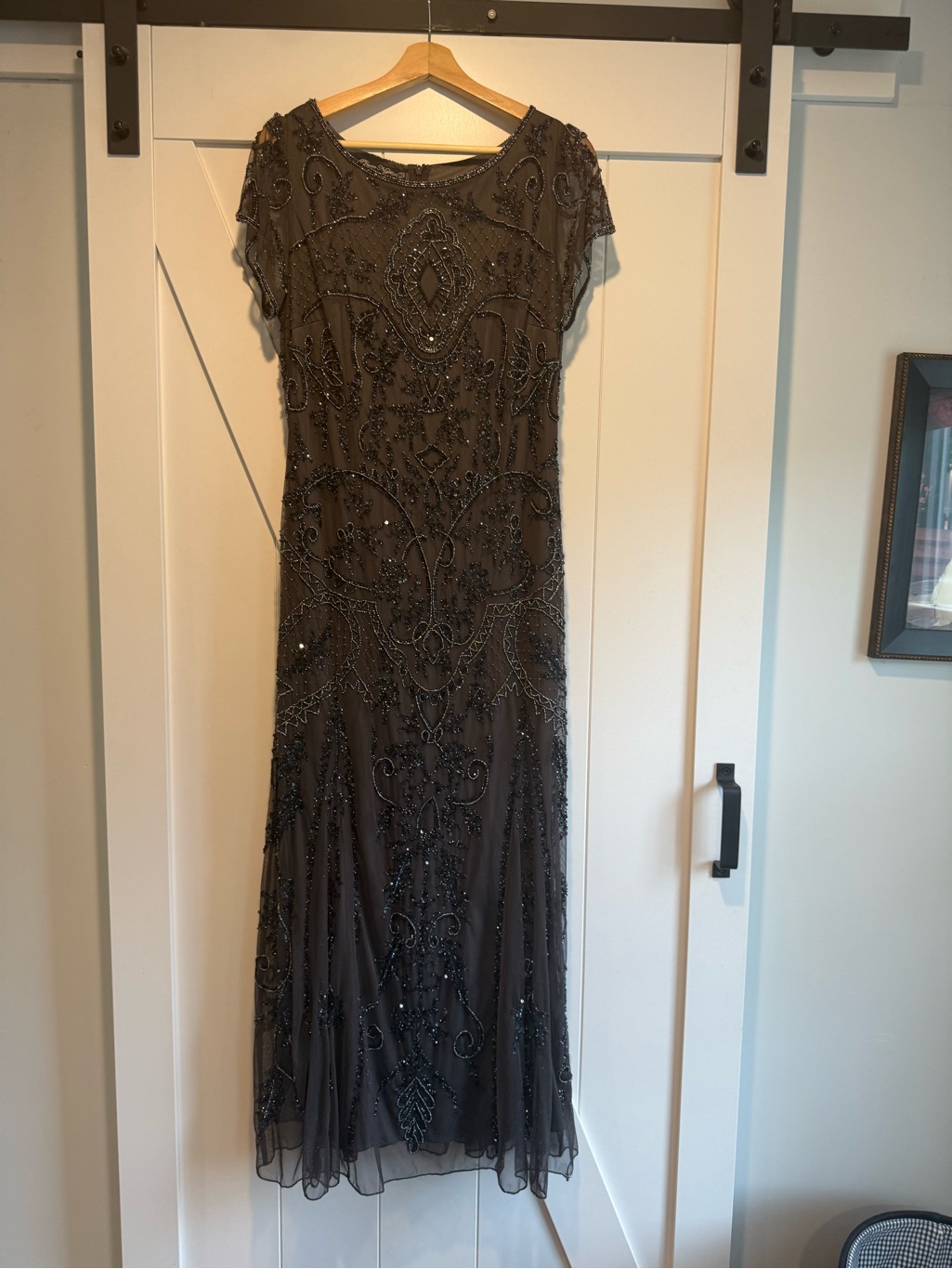 Pisarro Nights Beaded Charcoal Dress